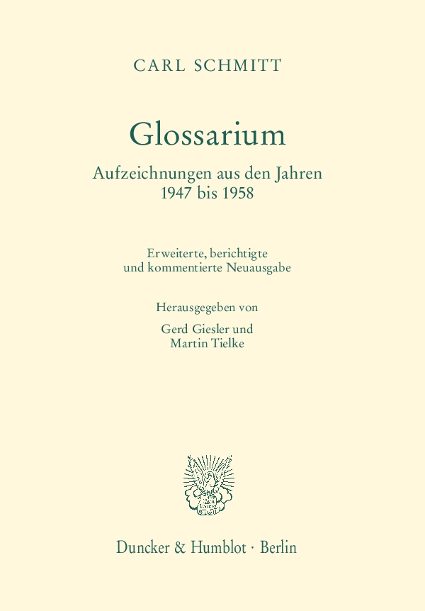 Glossarium . Aufzeichnungen aus den Jahren 1947 bis 1958